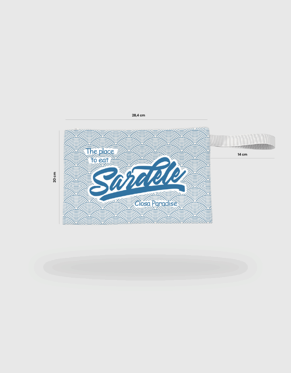 Maxi Pochette Sardele misure – accessorio ironico e identitario