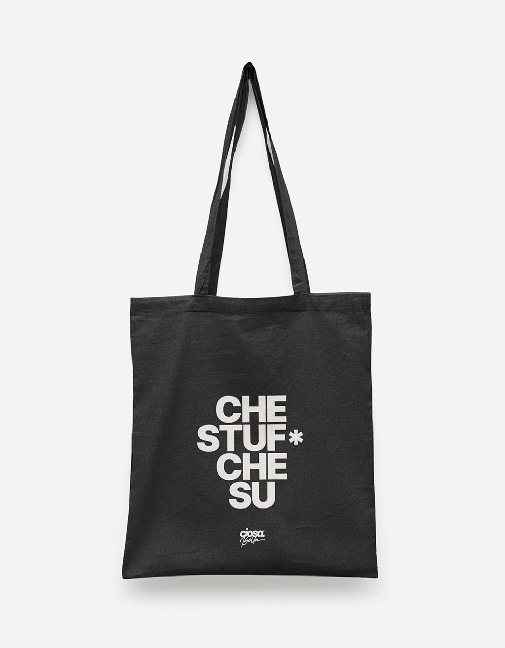 totebag-stuf-nera Totebag nera in cotone con scritta dialetto chioggiotto Che stuf che su